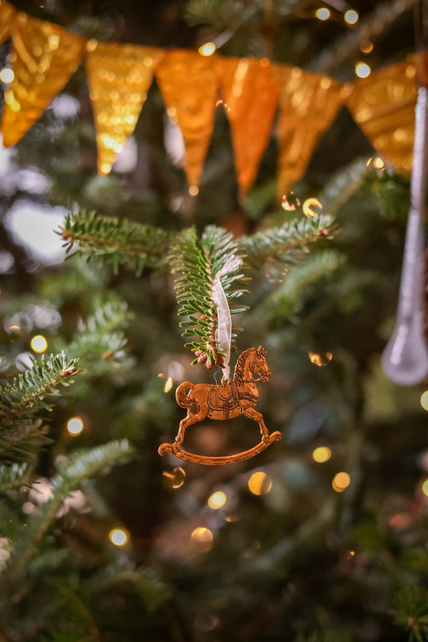 festive christmas tree with ornaments
