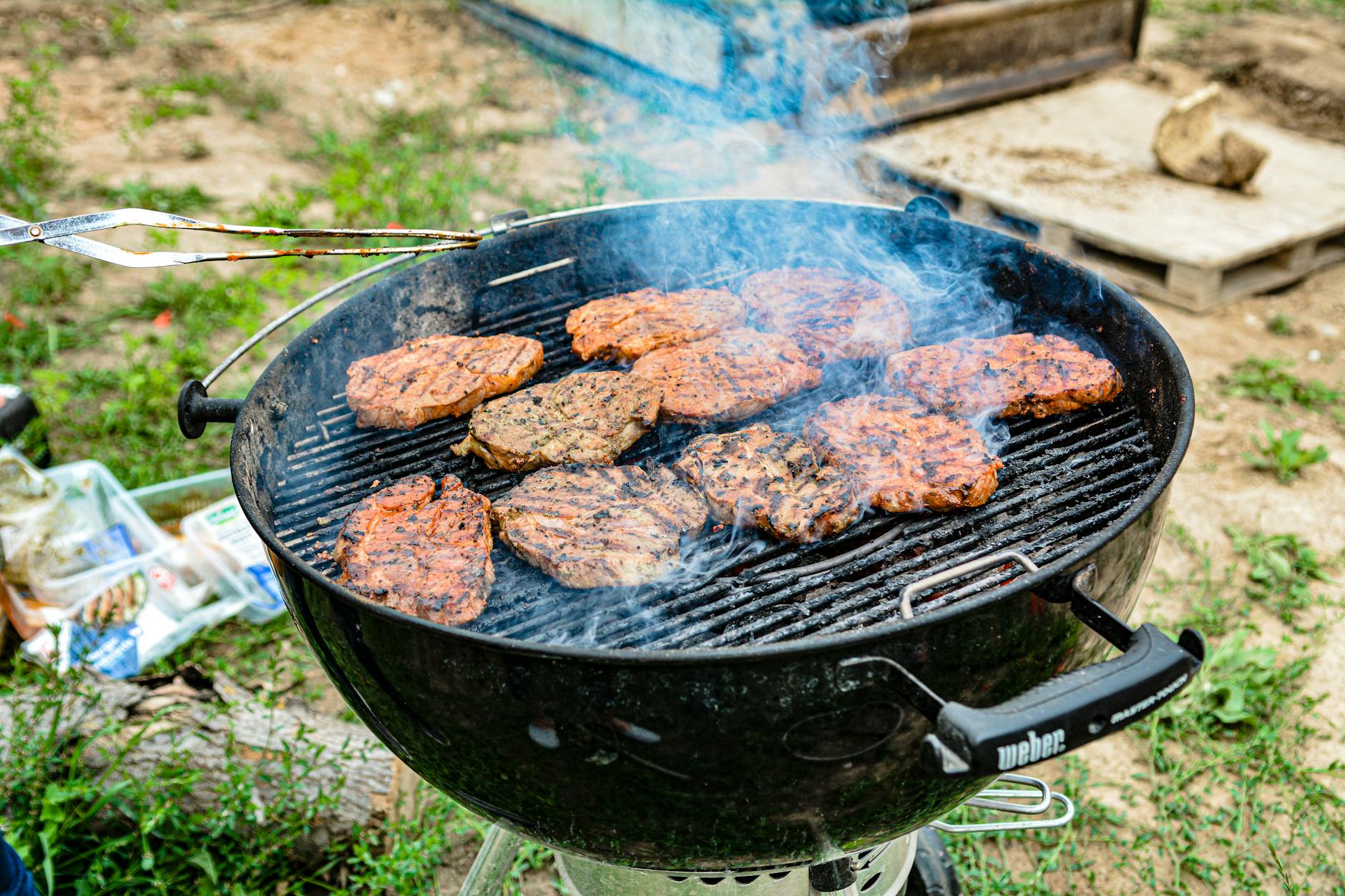 grilled meat on black charcoal grill